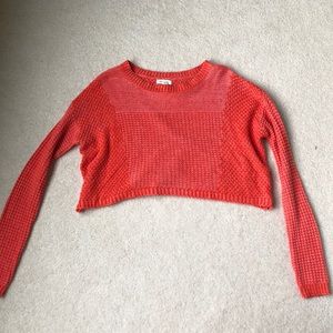Silence & noise bright coral cropped sweater